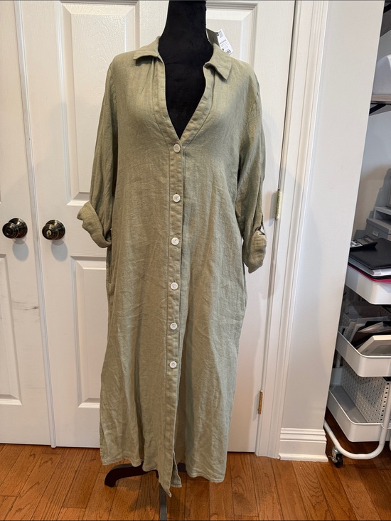 Zara Dresses & Skirts - Zara Olive Green Long Button-Down Maxi Dress